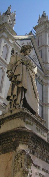Statue of
                  dante in piazza Santa Croce in Florence Italy